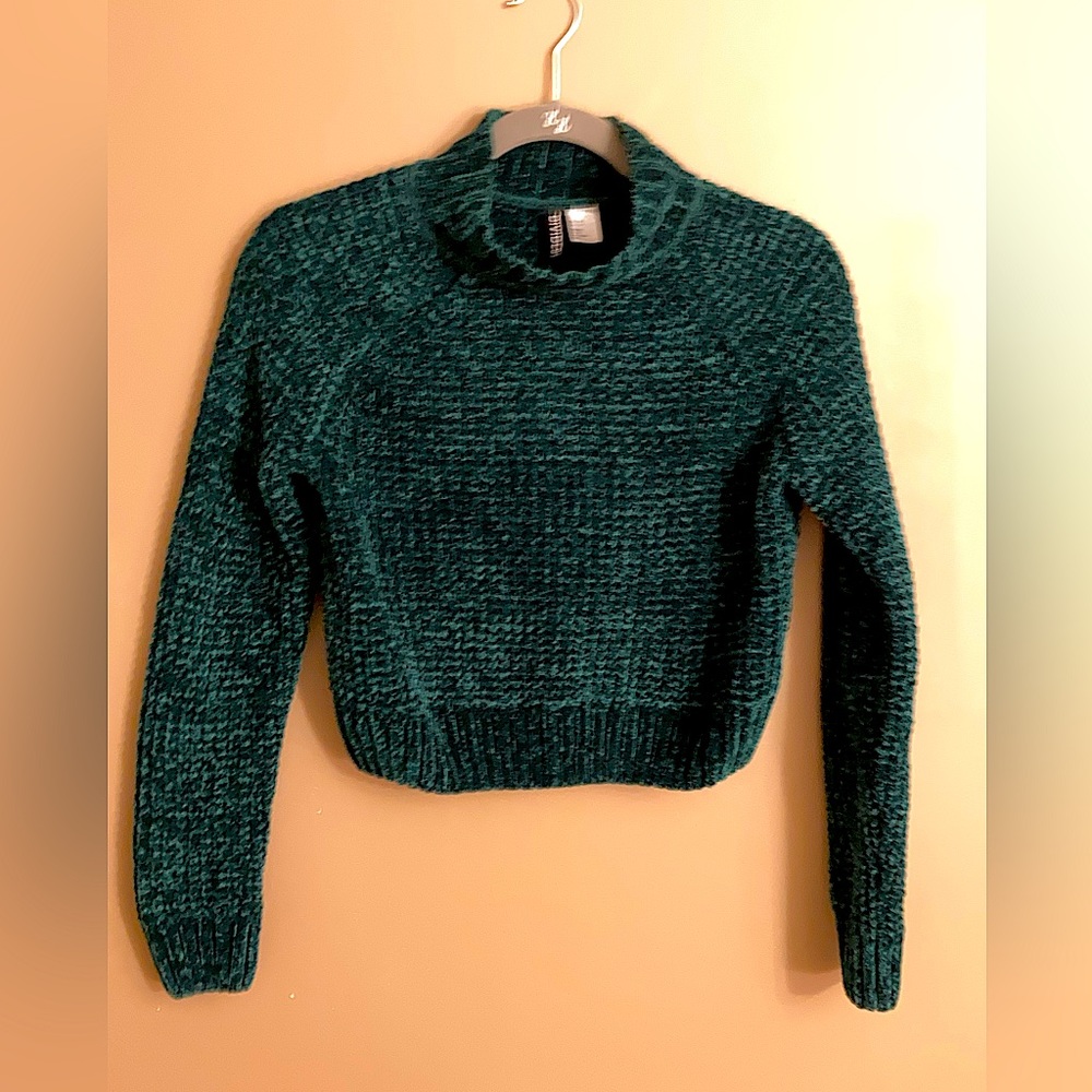 Divided Chenille Cropped Sweater